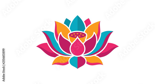 Vibrant multi-colored lotus flower vector illustration for wellness and meditation