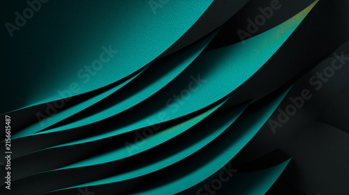Abstract teal and black diagonal layered waves background