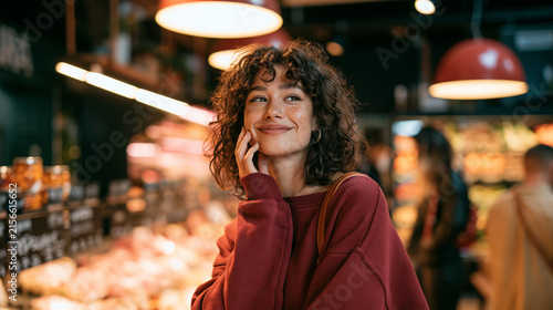 portrait of a woman in a supermarket. 

