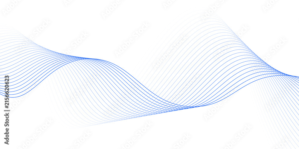 Fototapeta premium Abstract background with waves for banner. Medium banner size. Vector background with lines. Element for design isolated on white.