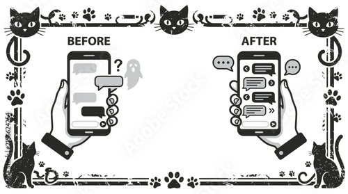 Before and After: Mobile Chat Message Comparison, Ghosting vs. Conversation