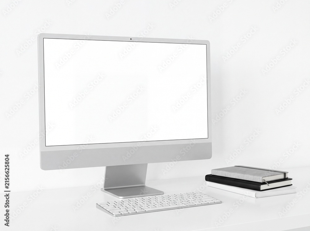 Fototapeta premium LCD Monitor with Blank Screen Isolated on White Background for Computer Desktop, Office, Business, Technology, Internet and Digital Display Concept
