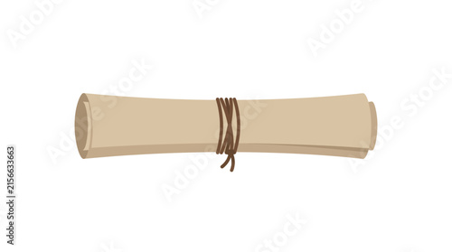 Vintage Rolled Parchment Scroll Vector Illustration with Tied Cord