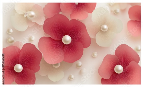 Delicate pink and cream flowers with pearls