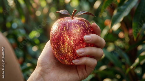 The Fall of Man, Eve holding the forbidden fruit, hesitating before taking the first bite