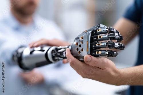 Prosthetic arm training with therapist