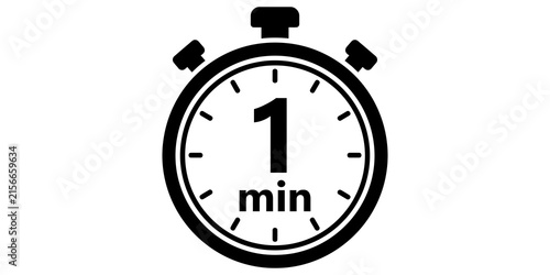 Картината върху платно Stopwatch icon showing one minute time duration on transparent background
