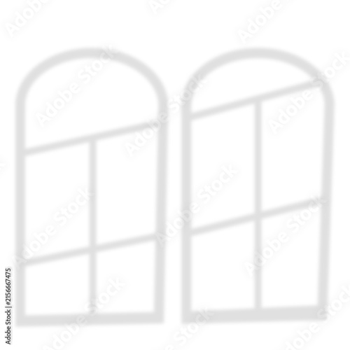 Arched Window Frame Shadow Overlay With Soft Natural Sunlight Transparent Background