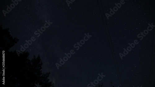 Time-lapse of Perseid meteor shower and shooting stars in dark night sky