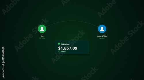 Digital money transfer interface showing successful payment transaction process