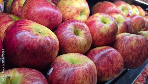 Fresh Red and Yellow Apples in a Grocery Store Produce Section for Healthy Eating and Nutrition Concepts
