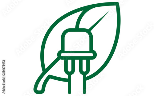 Canvas Print Ecological electrical plug icon inside a leaf shape representing sustainable pow