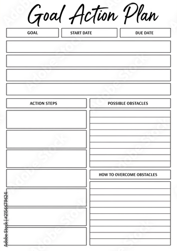 Goal Action Plan Template for Setting Goals, Action Steps and Possible Obstacles