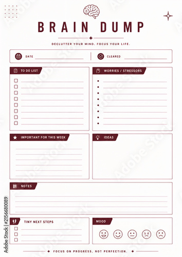 Brain Dump Planner Template for Organizing Ideas, Tasks, Notes and Thoughts