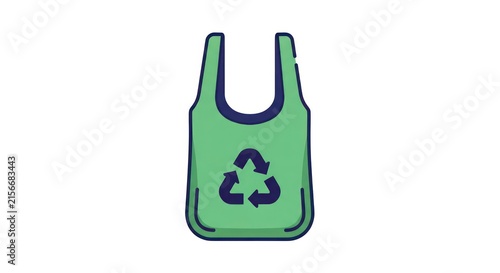 Green Shopping Bag with Recycling Symbol Icon, Eco-Friendly Concept, Sustainable Lifestyle, Vector Illustration