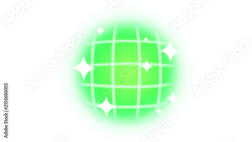 Fotografie Green weapon rarity tier game asset, glowing grid sphere for gun loot effects