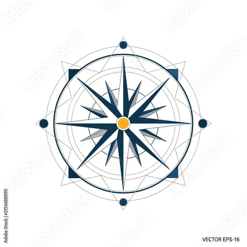 Vintage Compass Rose Isolated Graphic Vector Art