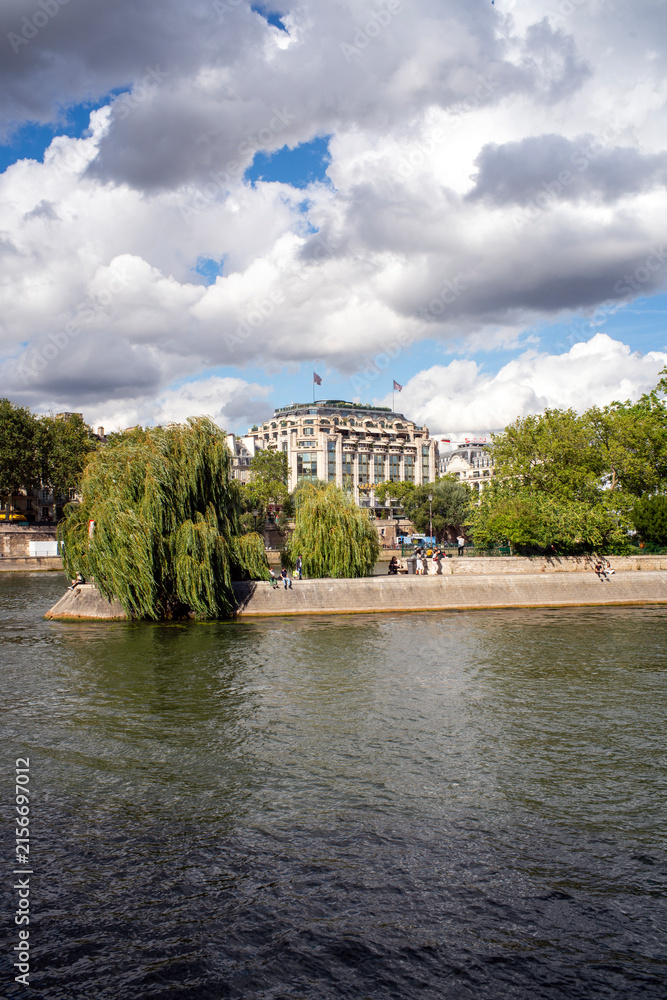 Naklejka premium vue des quais de Seine dans le centre historique de Paris en France 