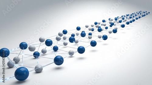 Abstract 3d Network Structure With Connected Blue and White Spheres Representing Data Connectivity