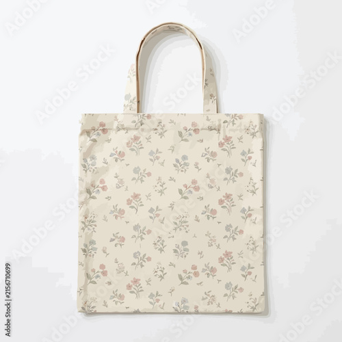 Charming canvas tote bag with delicate pastel floral pattern. An eco-conscious accessory, perfect for sustainable shopping and adding natural elegance to daily fashion and errands