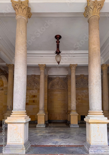 Columns and walkway of Mill colonnade in Karlovy Vary, Czechia during daytime