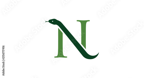 Green Snake Coiled Around Letter N Logo Symbol