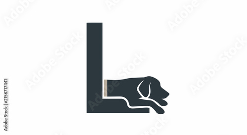 Creative Letter L Logo with Dog Silhouette Running