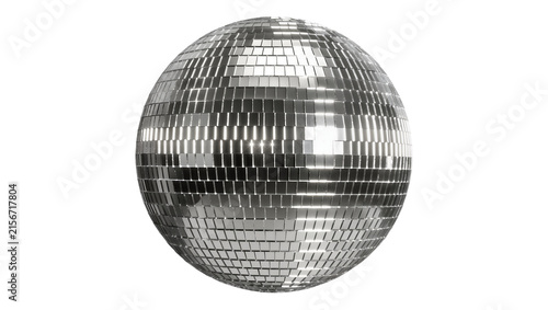 Konstfotografi Shiny silver disco ball with mirrored squares, isolated on transparent backgroun