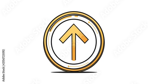 Golden upward arrow icon in a modern circle