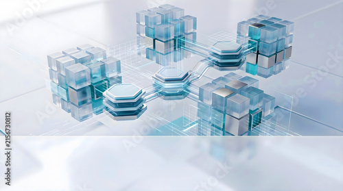 AI motion background abstract featuring floating architectural data structures composed