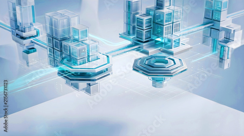 AI motion background abstract featuring floating architectural data structures composed