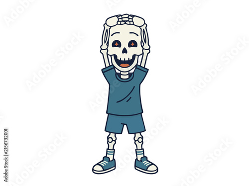 halloween Skeleton stretching after workout
