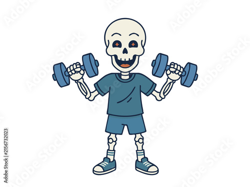 halloween Skeleton lifting dumbbells