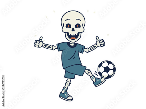 halloween Skeleton kicking football