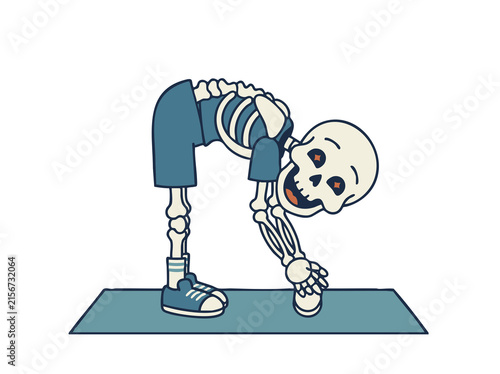 halloween Skeleton doing yoga stretching