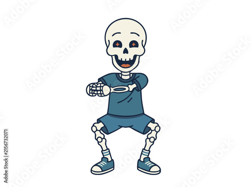 halloween Skeleton stretching after workout