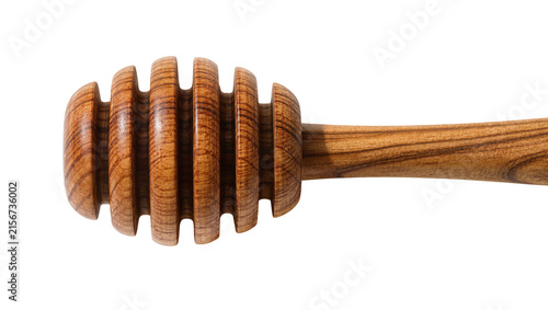 Canvas Print Wooden honey dipper with grooved head, isolated on transparent background