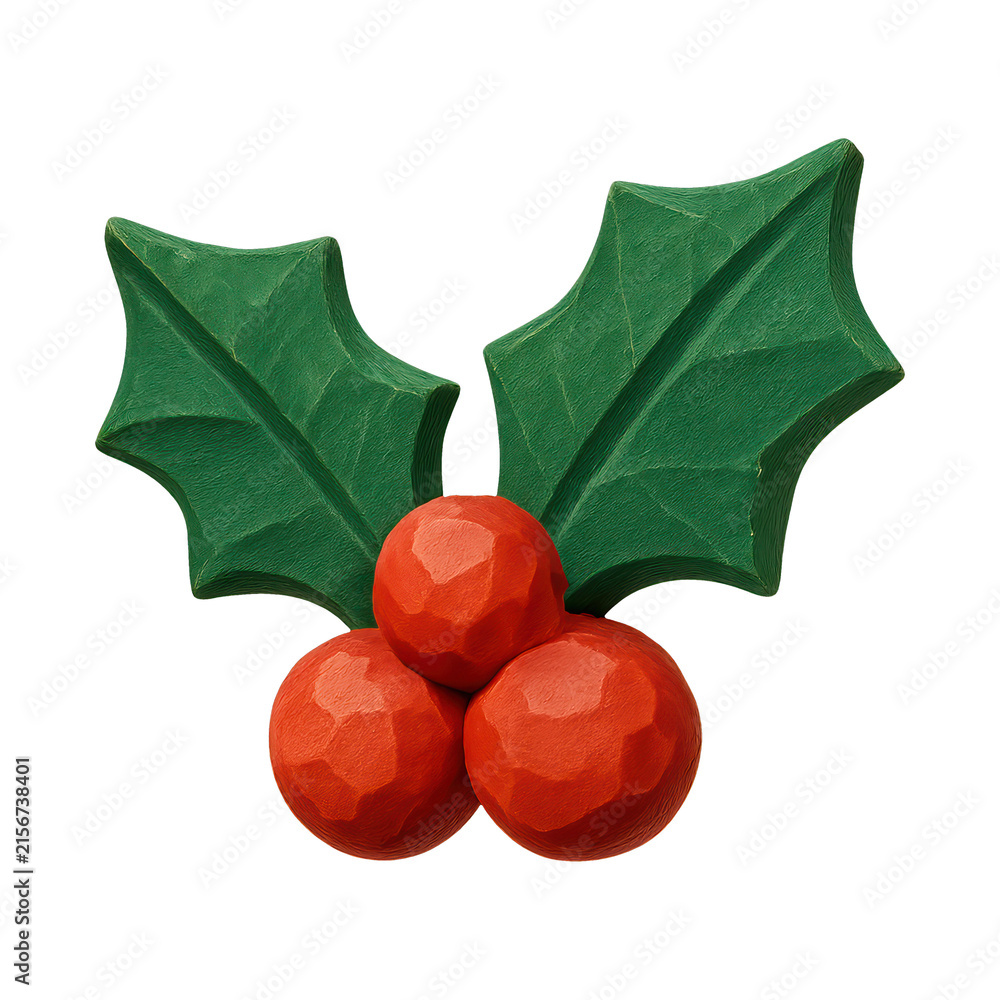 Fototapeta premium PNG Festive holly berries illustration.