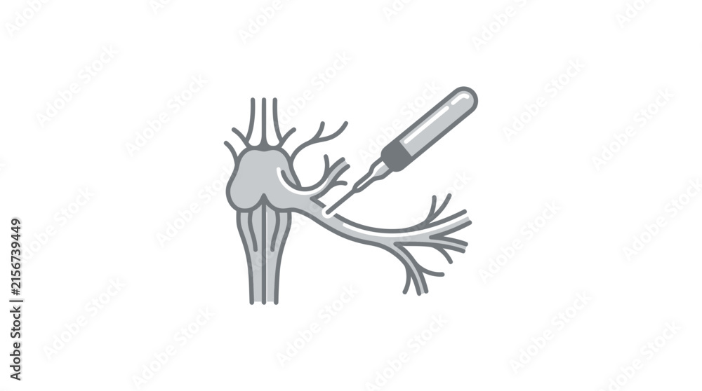 Obraz premium Medical nerve block injection procedure icon.