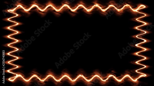 Abstract Orange Fire Frame Design.  Digital art, fiery border, perfect for invitation, card, or banner.