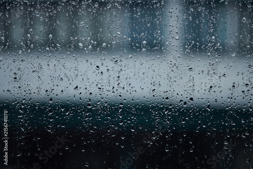 Raindrops on Window Glass During Rainy Weather