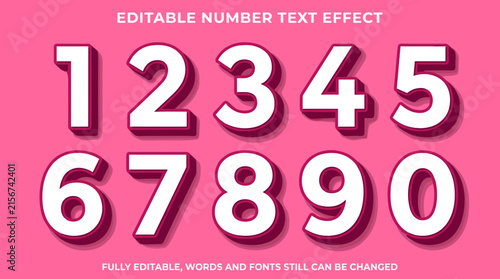 Collection of bold white numbers with dark red 3d depth effect for professional headers