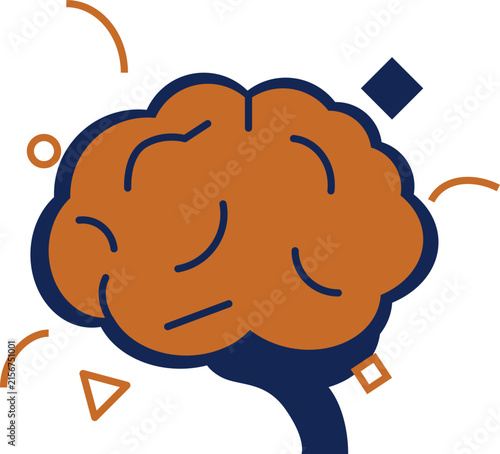 Human Brain Icon Illustration for Creative Thinking and Mental Health Concepts