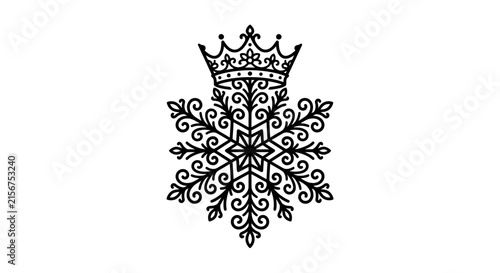 Ornate Snowflake with Regal Crown Icon