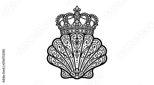 Ornate Shell with Regal Crown Emblem