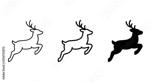 Reindeer Icons, Silhouette and Outline, Festive Animal Vector Graphics for Christmas and Winter Designs