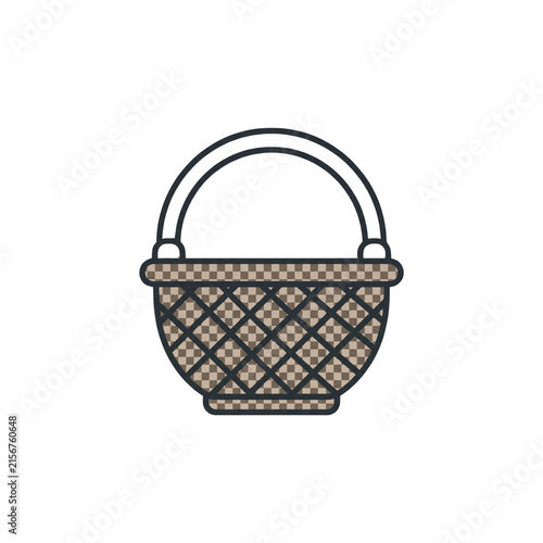 Woven Picnic Basket Icon with Checkered Pattern