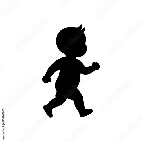 Baby walking silhouette icon vector flat design