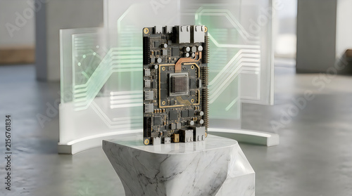 Close-up of a computer motherboard with cpu