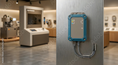 Modern smart gateway on metal panel